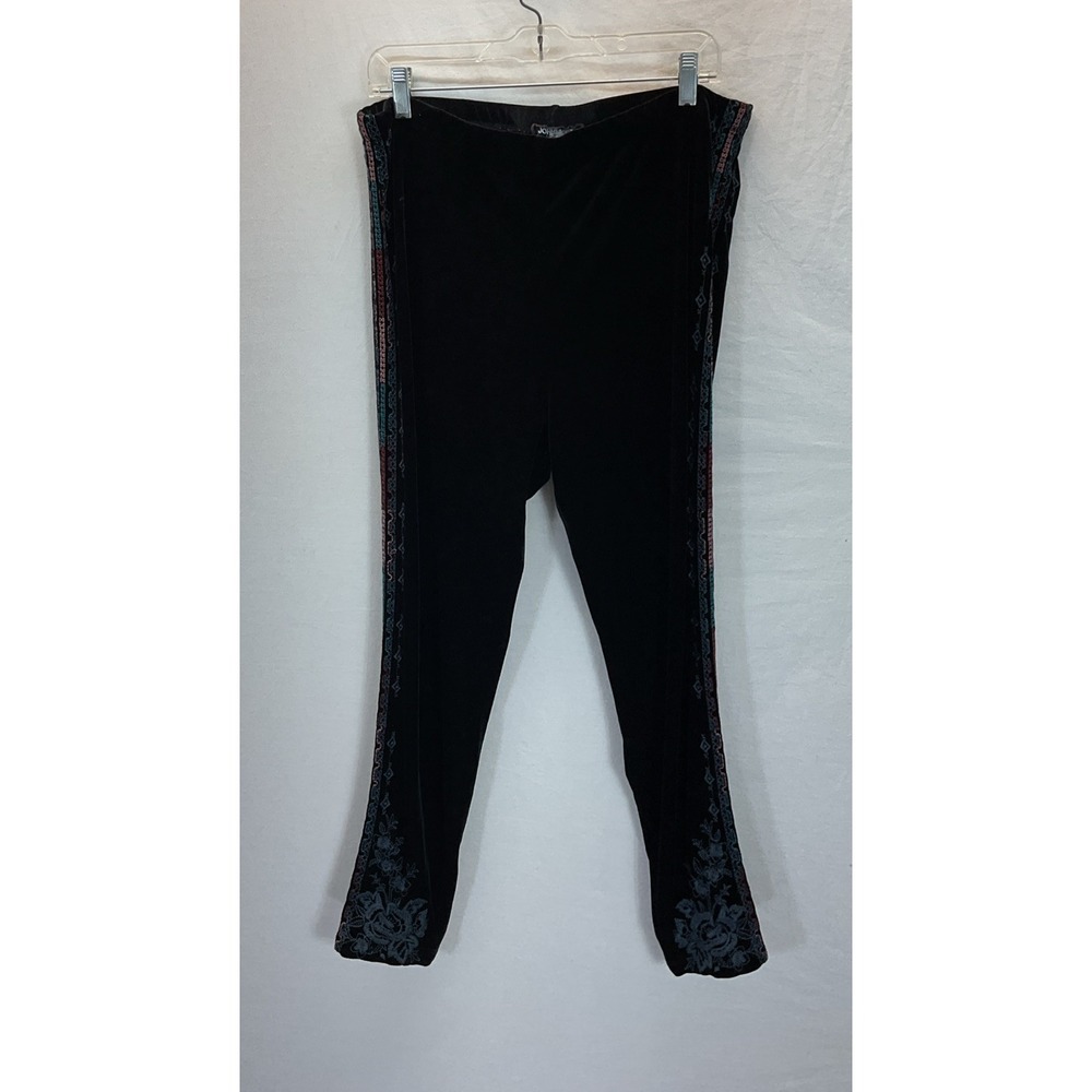 Johnny Was Embroidered Velvet Pants JW Workshop Los‎ Angeles Sz XL Tapered Boho